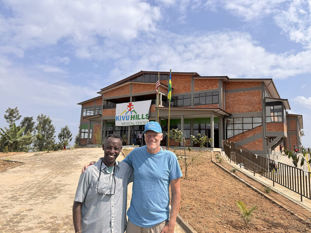 Arise Rwanda Ministries founder John Gasangwa and Greg Yancey the board chairman are celebrating the completion of the new Kivu Hills Medical Center in Boneza, Rwanda.